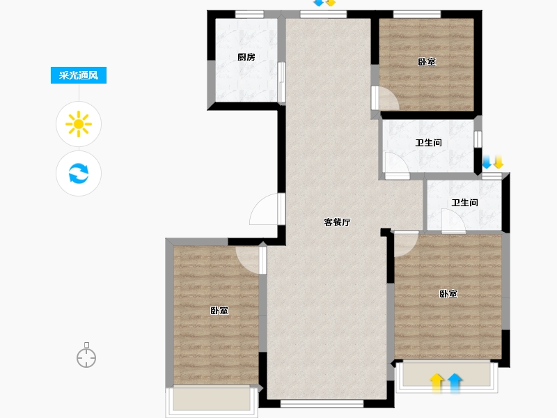 宁夏回族自治区-银川市-世茂悦玺-93.81-户型库-采光通风