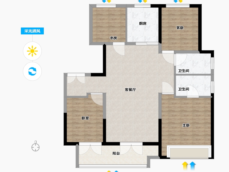 山东省-聊城市-民生金科·集美壹品-114.01-户型库-采光通风