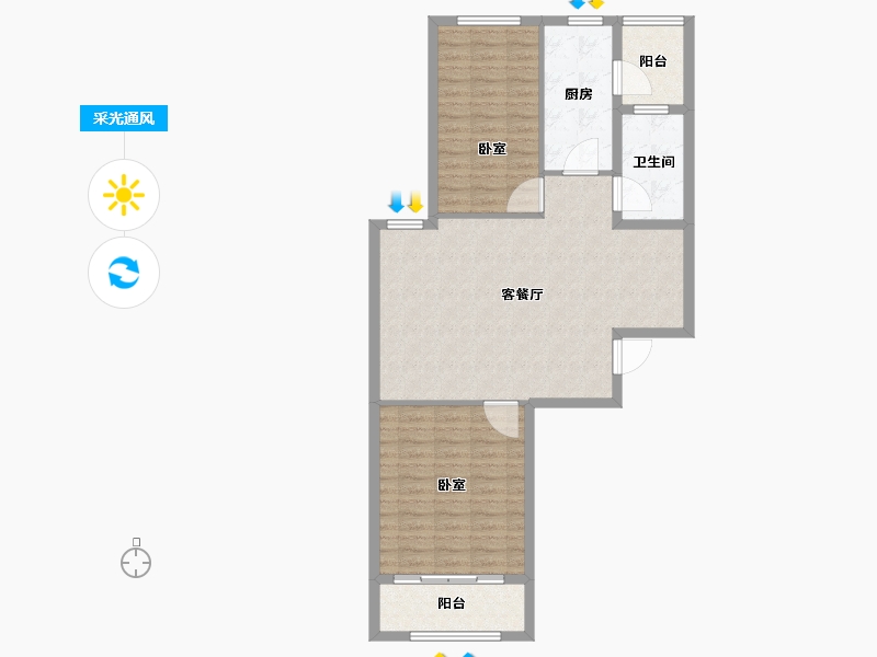 山东省-烟台市-海上明珠-90.00-户型库-采光通风