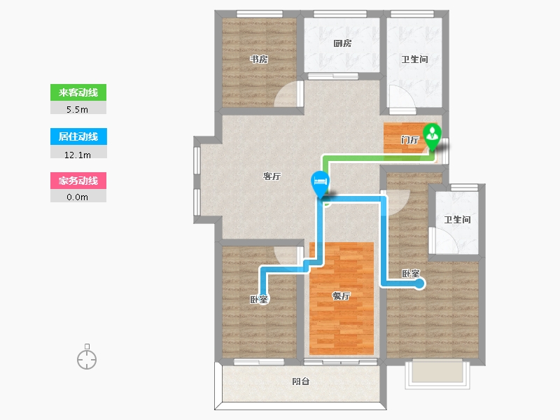 山东省-烟台市-宝桥福鑫花园-108.51-户型库-动静线