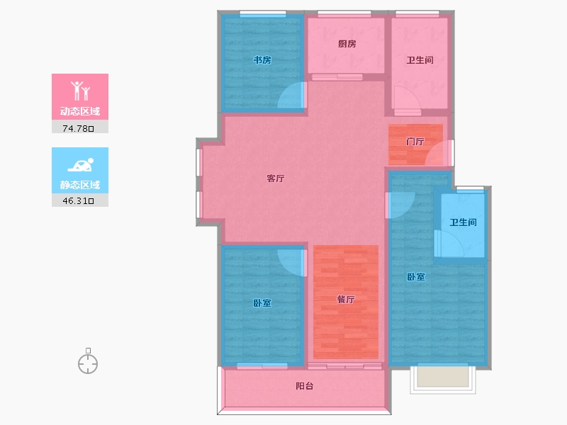 山东省-烟台市-宝桥福鑫花园-108.51-户型库-动静分区