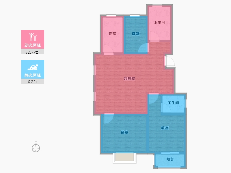 山东省-烟台市-宝桥福鑫花园-88.01-户型库-动静分区