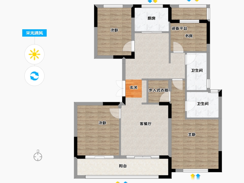 江苏省-常州市-弘阳燕澜风华住宅-112.00-户型库-采光通风