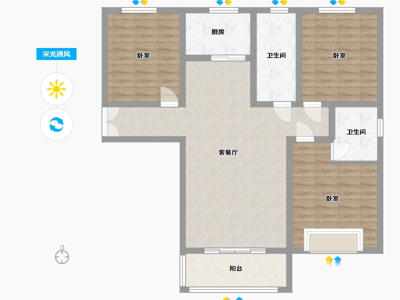 河南省-洛阳市-锦屏湖畔-102.01-户型库-采光通风