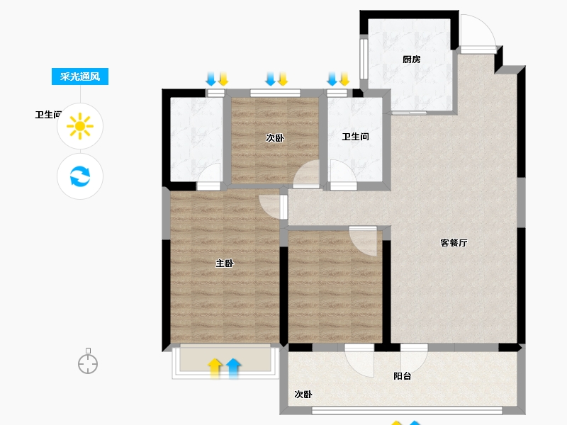 山东省-青岛市-华新园东宸府-95.00-户型库-采光通风