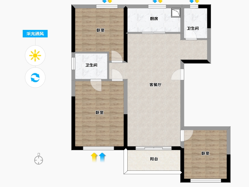 山东省-济南市-天鸿公园大道-92.35-户型库-采光通风