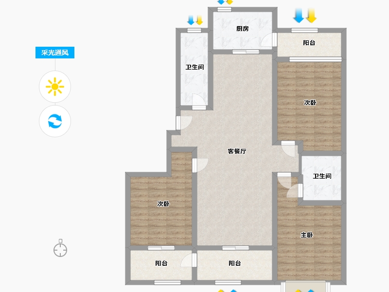 山东省-潍坊市-滨海福地世家-118.40-户型库-采光通风