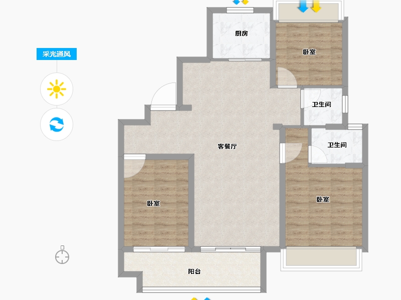 浙江省-嘉兴市-大发德商熙悦花苑-93.00-户型库-采光通风