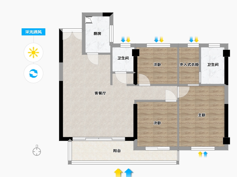 福建省-福州市-汉昇观澜-87.00-户型库-采光通风