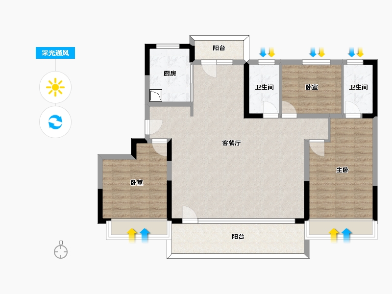 山东省-济南市-中海玖嶺南山-111.02-户型库-采光通风