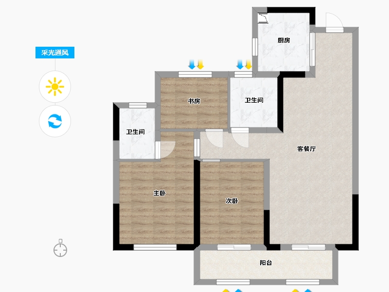 安徽省-蚌埠市-春江花月-86.40-户型库-采光通风