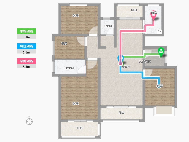 河南省-焦作市-沁阳一号公馆-117.81-户型库-动静线