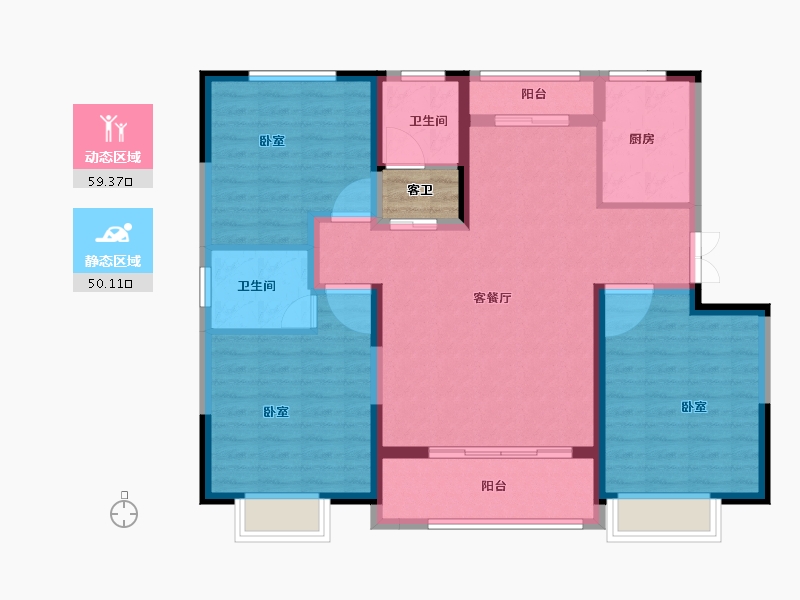 河南省-新乡市-和海和悦府-100.03-户型库-动静分区