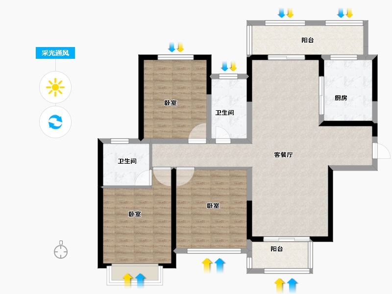 河南省-安阳市-安阳建业城二期-114.31-户型库-采光通风