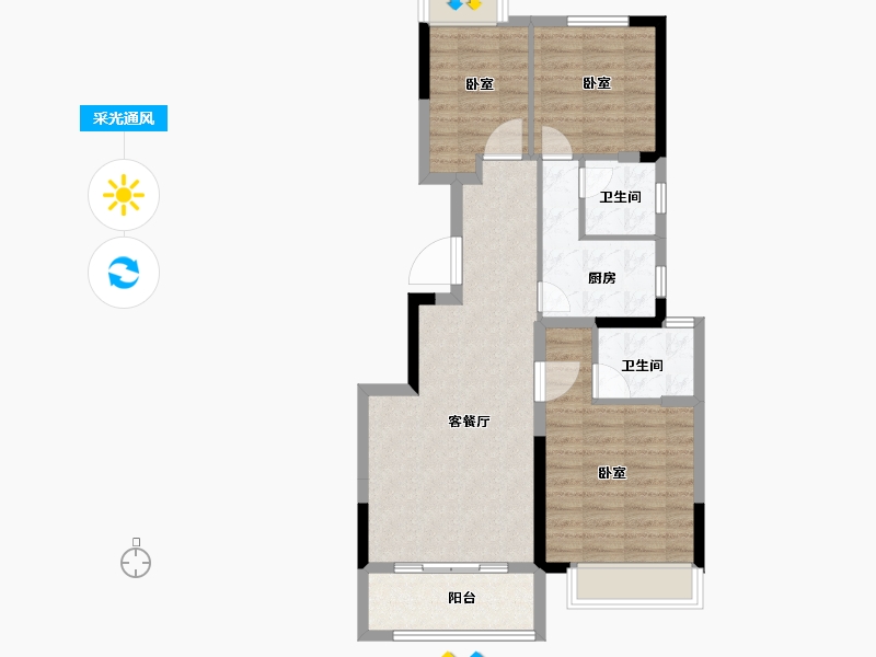 浙江省-嘉兴市-大发德商熙悦花苑-76.00-户型库-采光通风