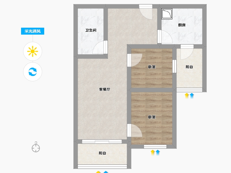 山东省-烟台市-海上明珠-53.67-户型库-采光通风