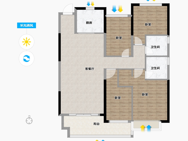 河南省-安阳市-林州恒大悦府-132.75-户型库-采光通风