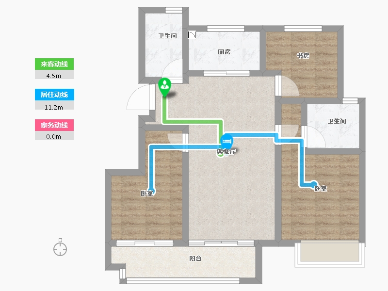 浙江省-嘉兴市-万科朝起云山府-76.00-户型库-动静线