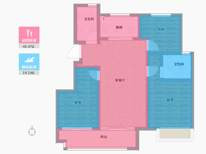 浙江省-嘉兴市-万科朝起云山府-76.00-户型库-动静分区