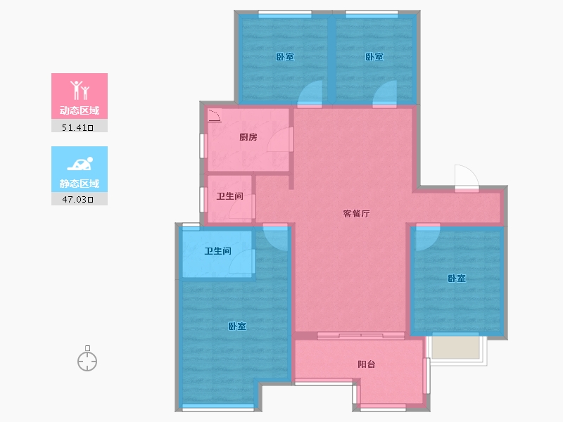 山东省-烟台市-蓝光雍锦锦湖-87.00-户型库-动静分区