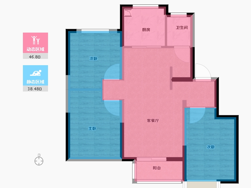 山东省-济南市-万科龙湖城市之光云玺-76.01-户型库-动静分区