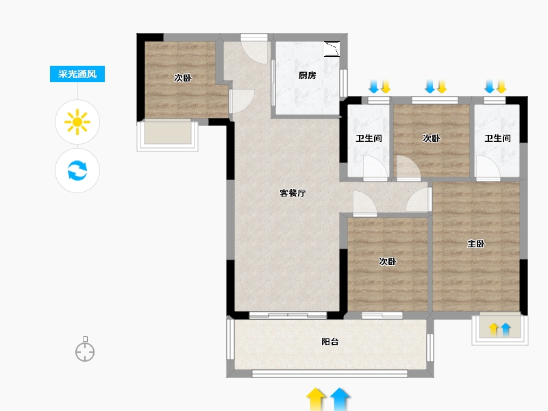 福建省-福州市-中发·海悦天澜-84.60-户型库-采光通风