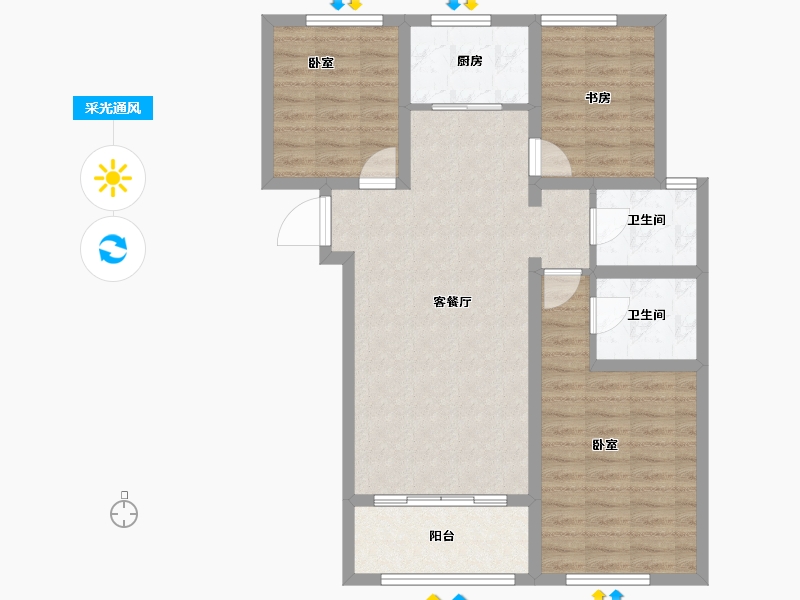 新疆维吾尔自治区-乌鲁木齐市-中泰雅居二期-84.52-户型库-采光通风