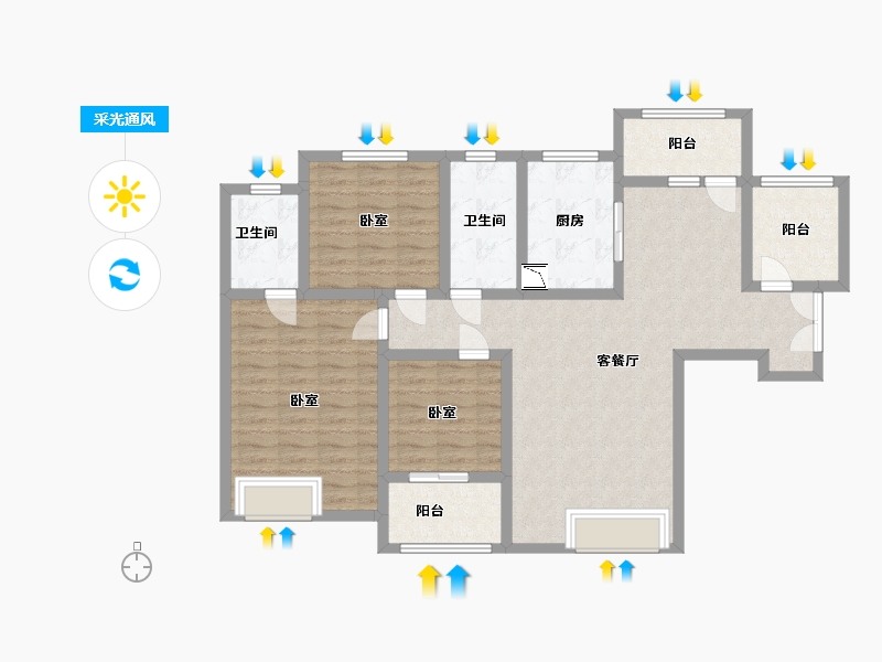 河南省-郑州市-紫檀华都住宅-108.00-户型库-采光通风