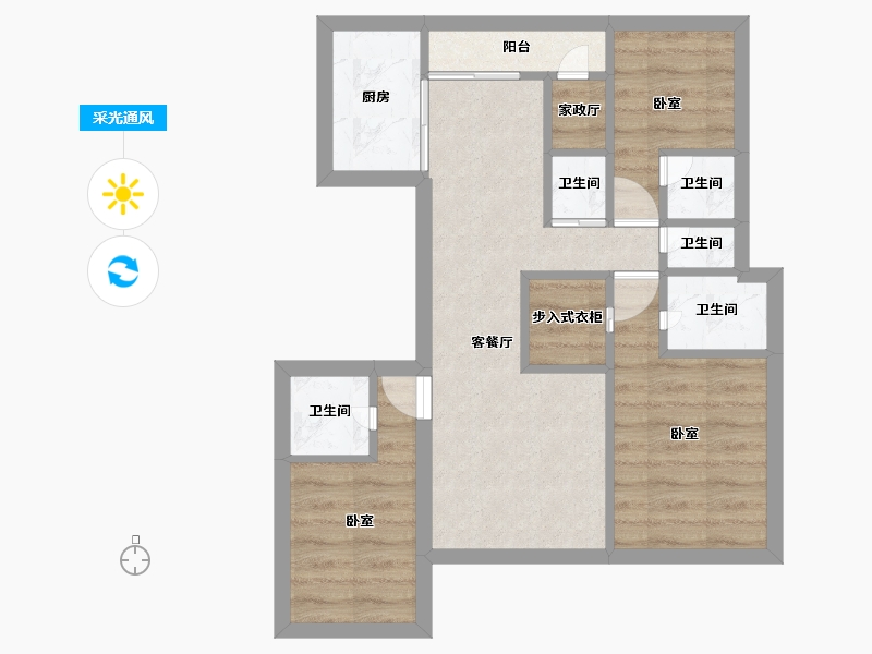 河南省-郑州市-名门樾府-53.31-户型库-采光通风