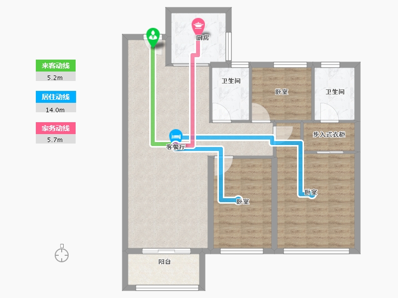 河南省-焦作市-孟州香格里拉花园榕园-88.42-户型库-动静线