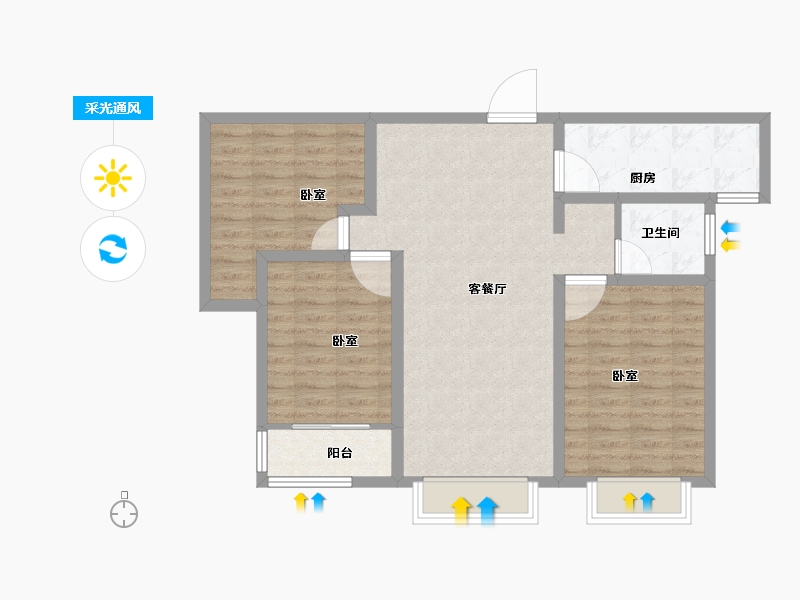 河南省-郑州市-物华臻悦-85.01-户型库-采光通风