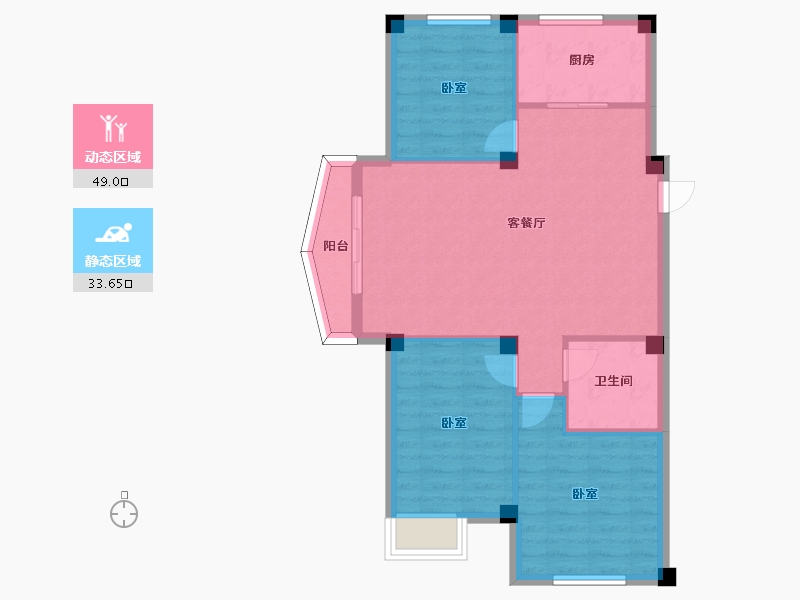 山东省-烟台市-北方月光怡景三期-74.79-户型库-动静分区