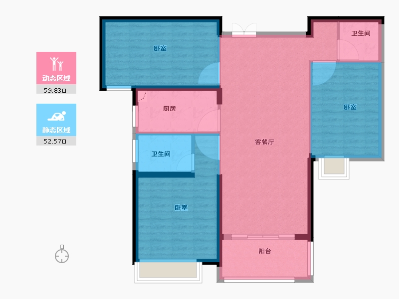 山东省-菏泽市-龙翔中央檀府-102.00-户型库-动静分区