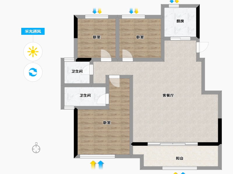 河南省-郑州市-万科·荣成 云图-94.00-户型库-采光通风