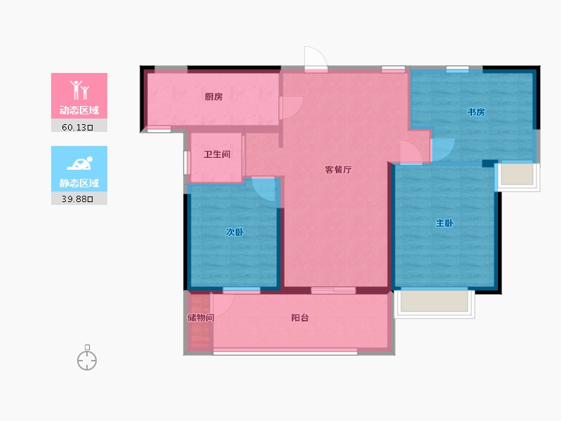 安徽省-蚌埠市-沁雅济学瑭-89.60-户型库-动静分区