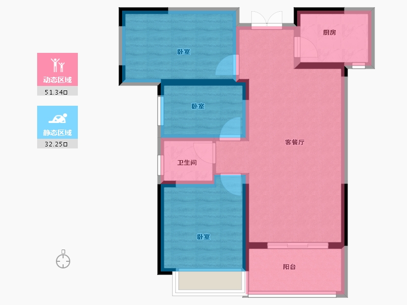 河南省-洛阳市-云星钱隆誉景-74.19-户型库-动静分区