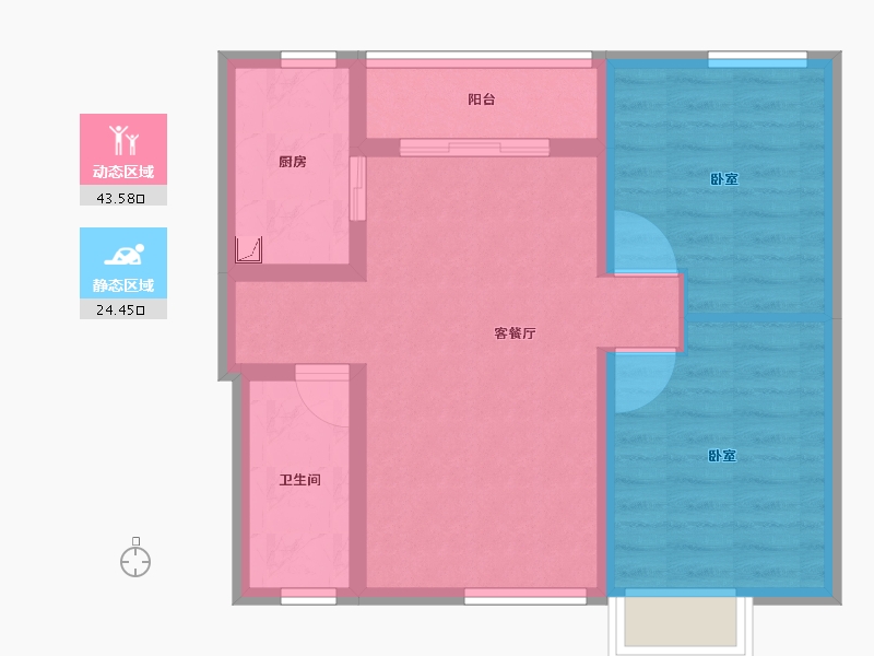 河南省-郑州市-百合花园-59.85-户型库-动静分区