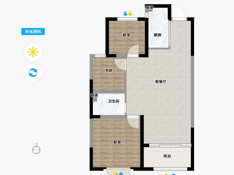 山东省-菏泽市-菏泽当代城-79.99-户型库-采光通风