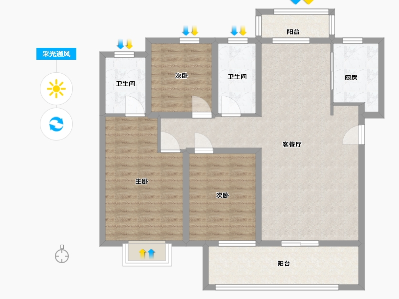 河南省-信阳市-德润上和府-100.19-户型库-采光通风