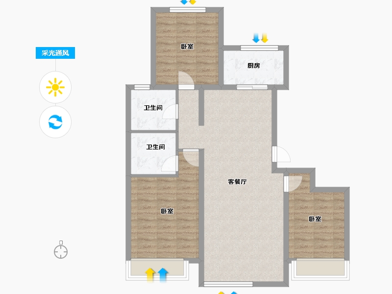 山东省-烟台市-万光山海城B区御山海-88.00-户型库-采光通风