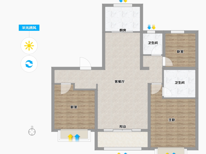 山东省-枣庄市-山能德圣风华里-103.91-户型库-采光通风