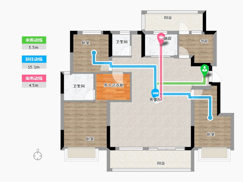 河南省-郑州市-坤达江山筑-113.00-户型库-动静线