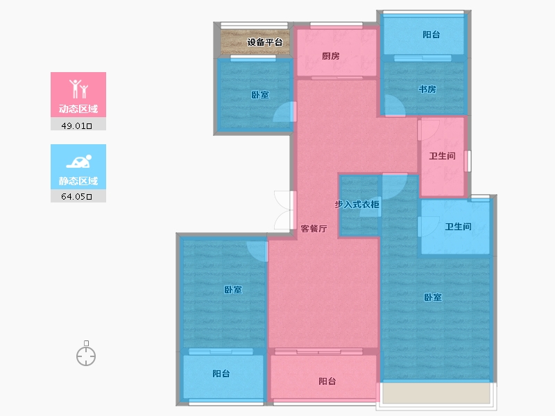 浙江省-绍兴市-万固滨江越珑府-104.00-户型库-动静分区