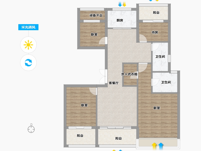 浙江省-绍兴市-万固滨江越珑府-104.00-户型库-采光通风