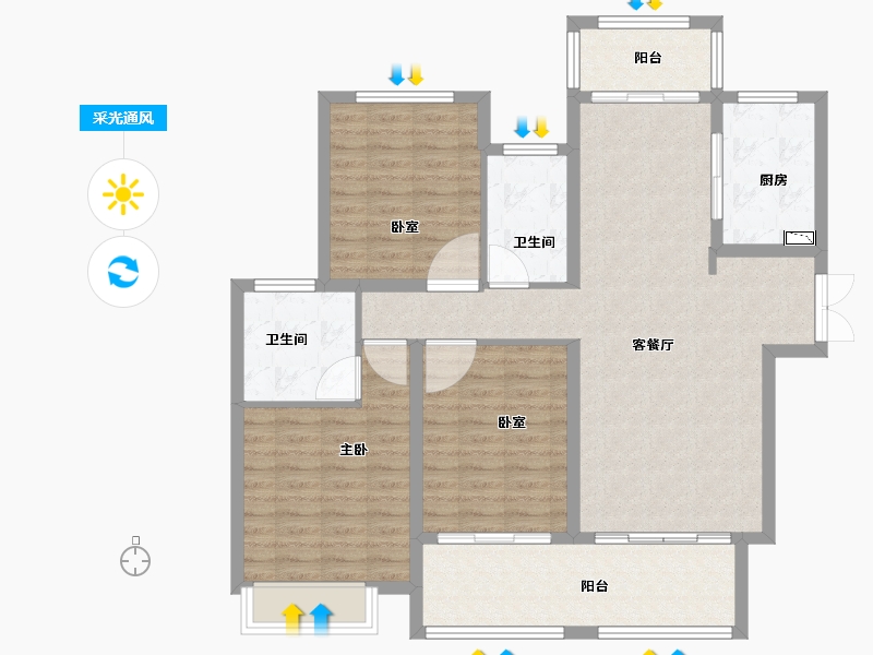 河南省-洛阳市-建业贰号城邦-108.00-户型库-采光通风