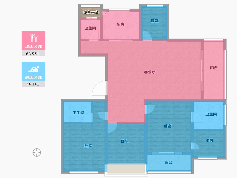 浙江省-绍兴市-万固滨江越珑府-130.00-户型库-动静分区