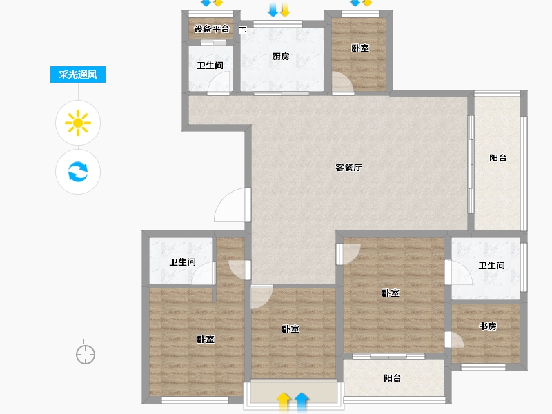 浙江省-绍兴市-万固滨江越珑府-130.00-户型库-采光通风