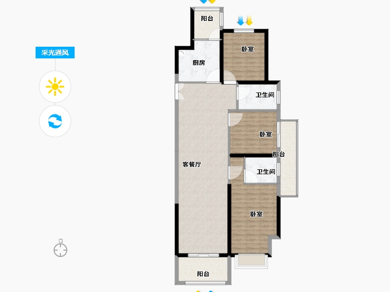 河南省-开封市-蓝光雍锦汇-115.01-户型库-采光通风