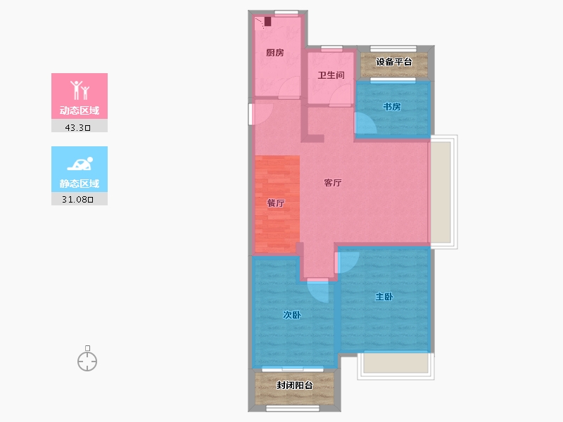 山东省-威海市-保利翰林苑-71.77-户型库-动静分区