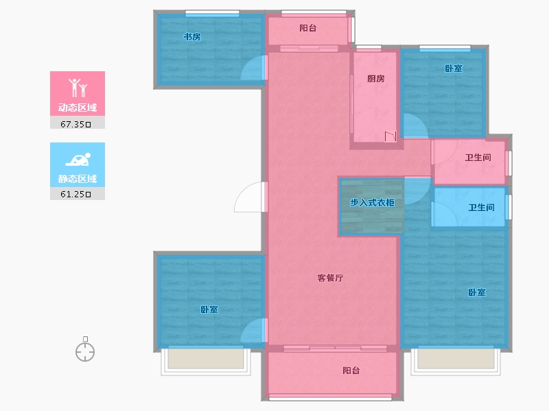 河南省-郑州市-碧桂园象府-116.00-户型库-动静分区